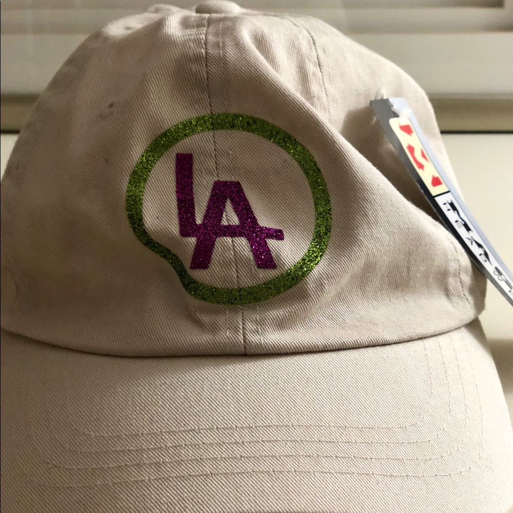 GREEN + FUCHSIA GLITTER LA HAT - BRAND NEW